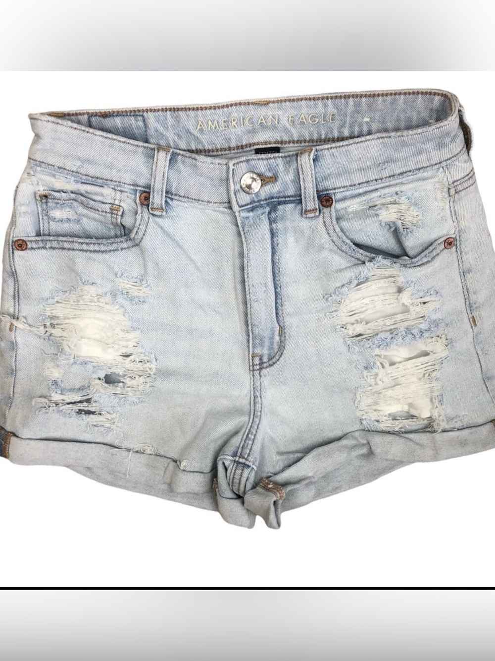 AMERICAN EAGLE Distressed Denim Mom Shorts 4